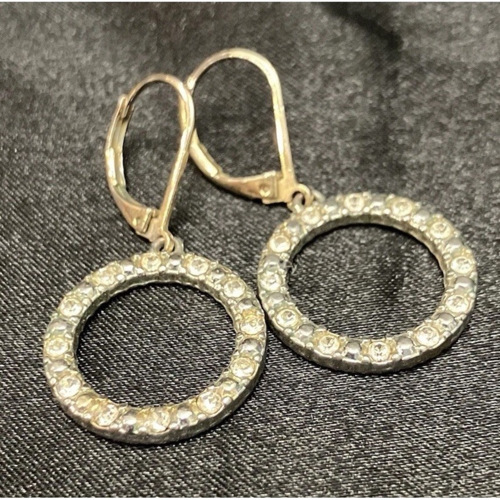 Circle Of Life Eternity Hoop Earrings Crystal Rhinestone Bridal Formal Gold Tone